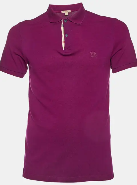 Burberry Brit Purple Cotton Pique Knit Logo Embroidered Polo T-Shirt S
