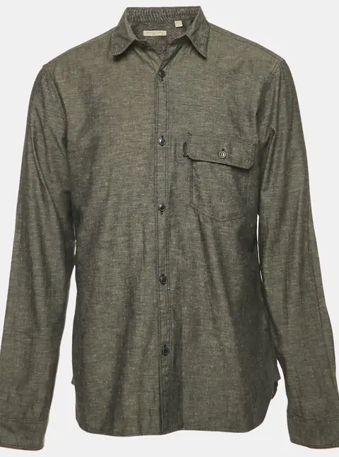 Burberry Brit Dark Grey Cotton Blend Button Front Shirt L