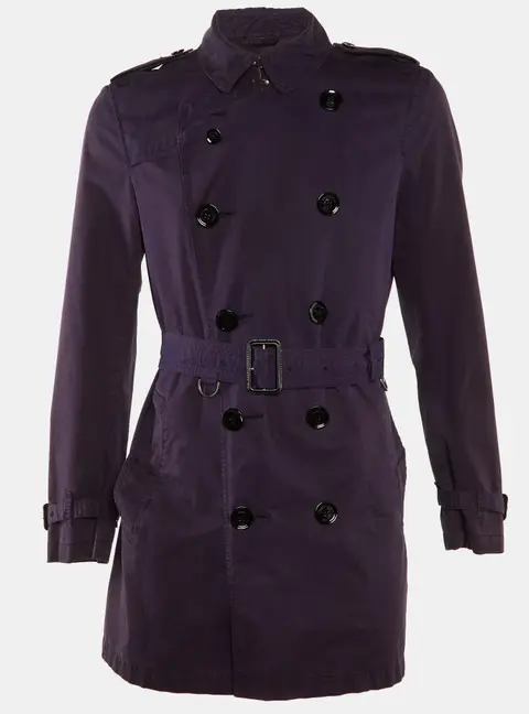Burberry Brit Purple Cotton Double Breasted Trench Coat M