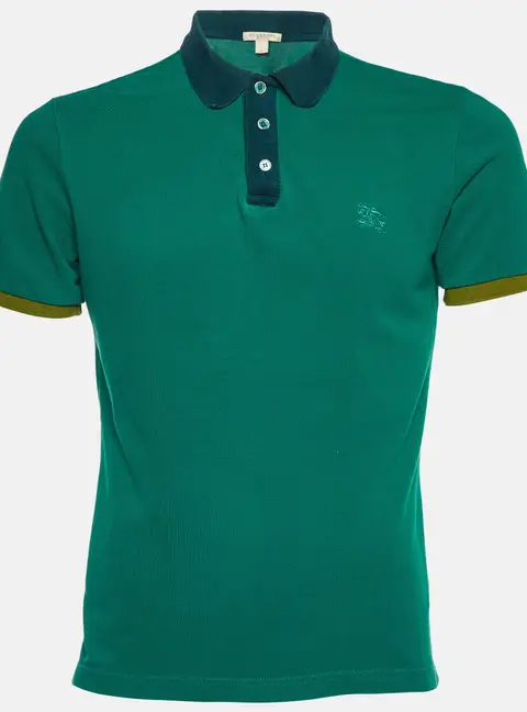 Burberry Brit Green Cotton Contrast Detail Polo T-Shirt M