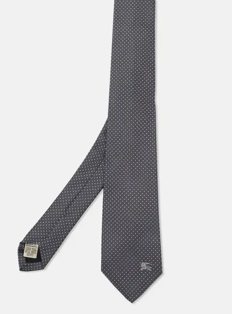 Burberry London Grey Dotted Pattern Silk Tie