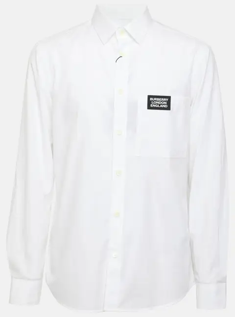 Burberry White Stretch Cotton Long Sleeve Shirt S