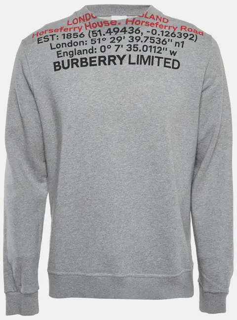 Burberry Grey Horseferry House Graphic French Terry Sweatshirt M