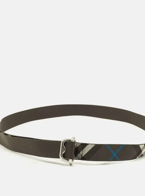 Burberry M Webbing Buckle Belt Grey Check Nylon
