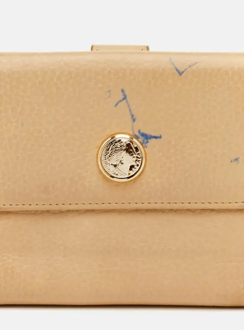 Bvlgari Beige Leather Compact Wallet