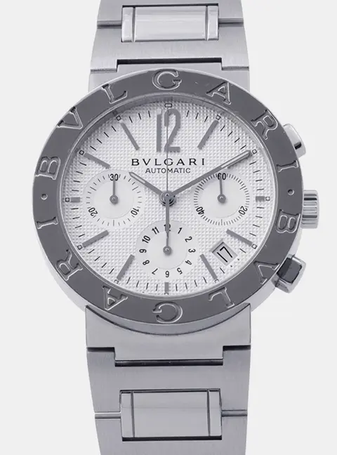 Bvlgari Chronograph bb38Ssch Silver Stainless Steel Automatic Men's Wristwatch 38mm
