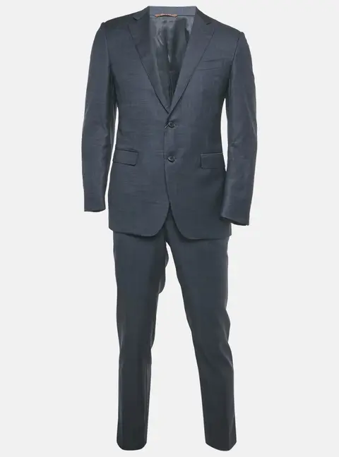 Canali Navy Blue Wool Pants Suit L