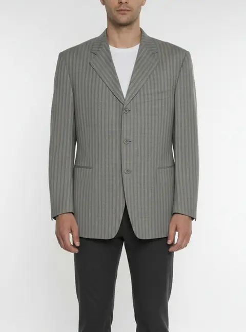 Canali Grey Pinstripe Wool Single Breasted Blazer XXXL