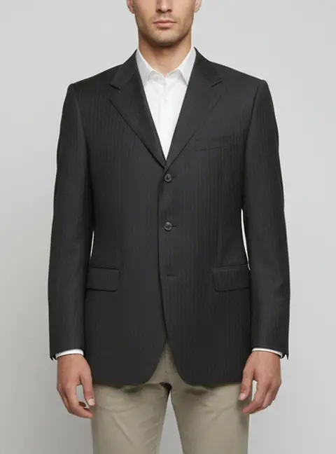 Canali Grey Pinstripe Wool Single Breasted Blazer XXL