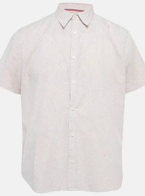 Calvin Klein White/Red Dots Print Cotton Blend Half Sleeve Shirt L