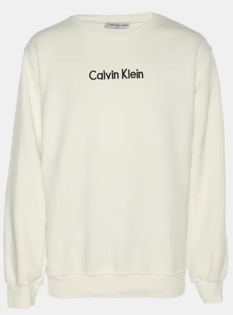 Calvin Klein White Jersey Logo Sweater XL