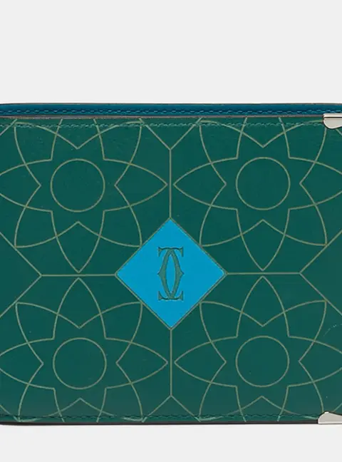 Cartier Must de Cartier Green/Blue Embossed Leather Bifold Wallet