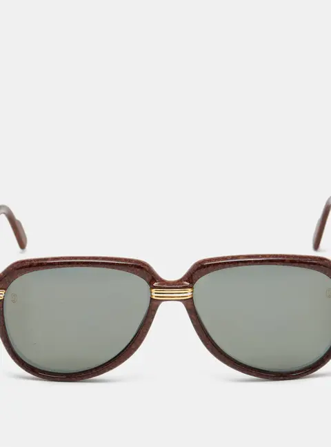 Cartier Brown/Grey Trinity Frame Aviator Sunglasses