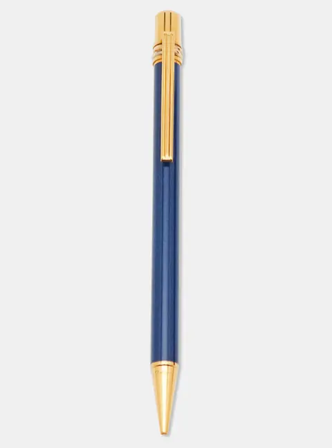 Cartier Must de Cartier Trinity Blue Lacquer Gold Tone Ballpoint Pen