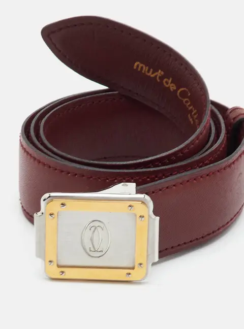 Cartier Santos de Cartier Buckle Belt Red Leather