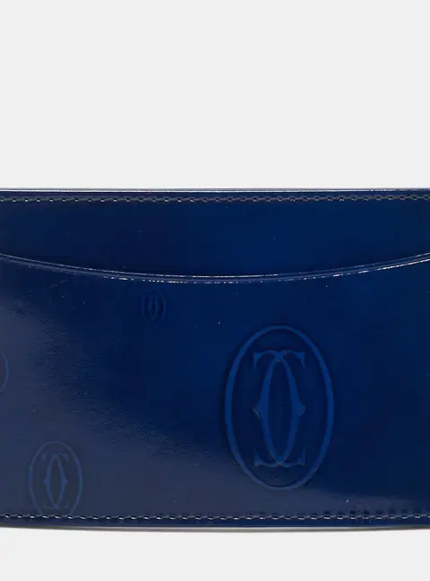 Cartier Happy Birthday Navy Blue Patent Leather Card Holder