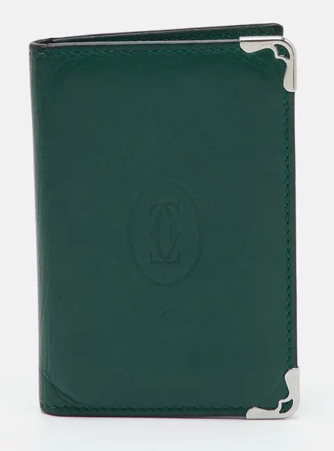 Cartier Green Leather Must de Cartier Bifold Card Case