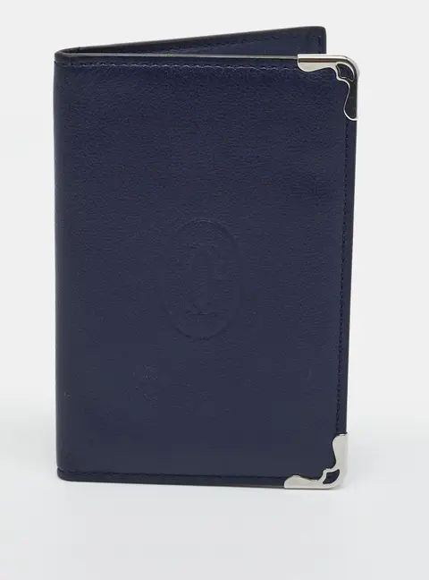 Cartier Must de Cartier Business Navy Blue Leather Card Case