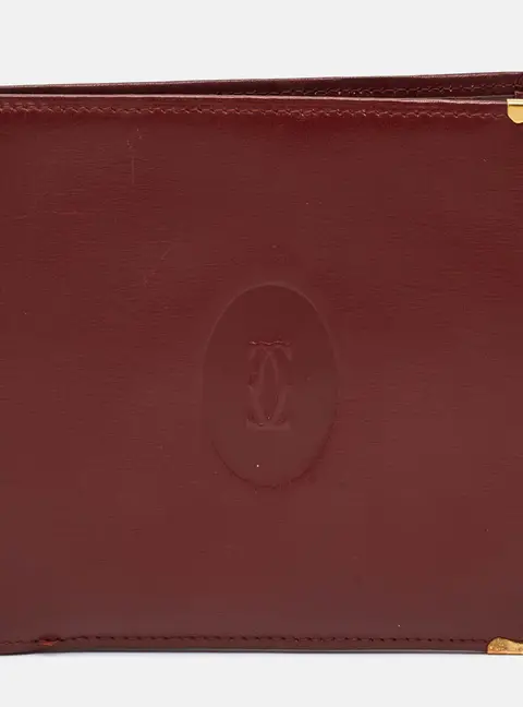 Cartier Must de Cartier Burgundy Leather and Leather Bifold Wallet