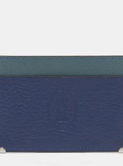 Cartier Must De Cartier Two Tone Blue Leather Card Holder