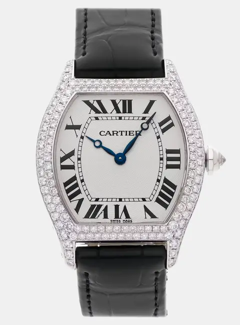 Cartier Tortue LM WA503851 White 18K White gold Diamond Manual Winding Men's Wristwatch 43x38 mm