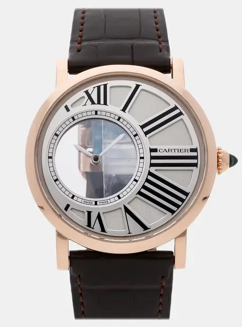 Cartier Rotonde De Cartier Mysterious Hours W1556223 Silver 18k Rose Gold Manual Winding Men's Wristwatch 42mm