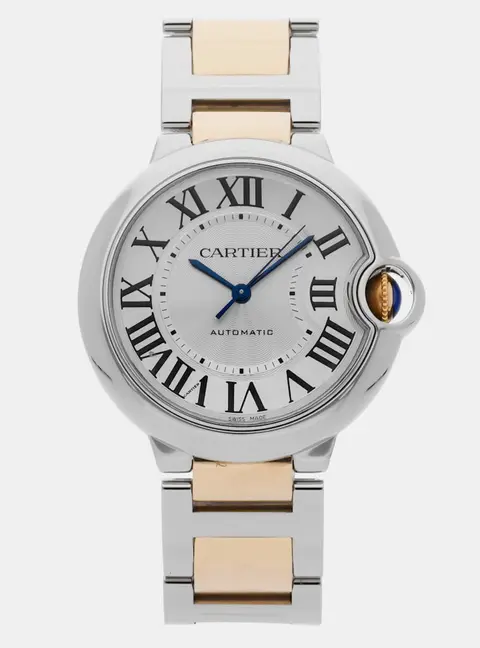 Cartier Ballon Bleu W6920047 Silver Yellow Gold, Stainless Steel Automatic Men Wristwatch 36mm