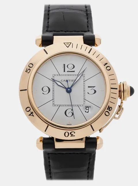 Cartier Pasha de Cartier 8175-03 White 18K Yellow Gold Automatic Men's Wristwatch 38mm