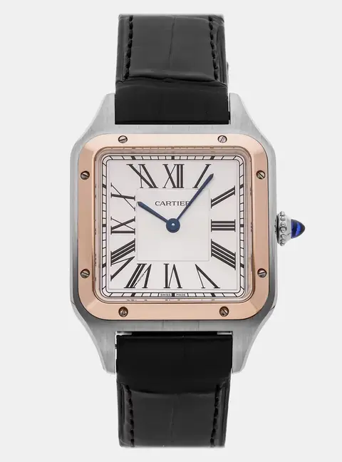 Cartier Santos Dumont W2SA0037 White Rose Gold, Stainless Steel Quartz Men's Wristwatch 43.5mm