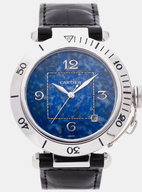 Cartier Pasha W3010551 Blue Stainless Steel Automatic Men's Wristwatch 38mm