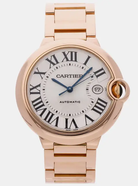Cartier Ballon Bleu W69006Z2 Silver Rose Gold Automatic Men's Wristwatch 42mm