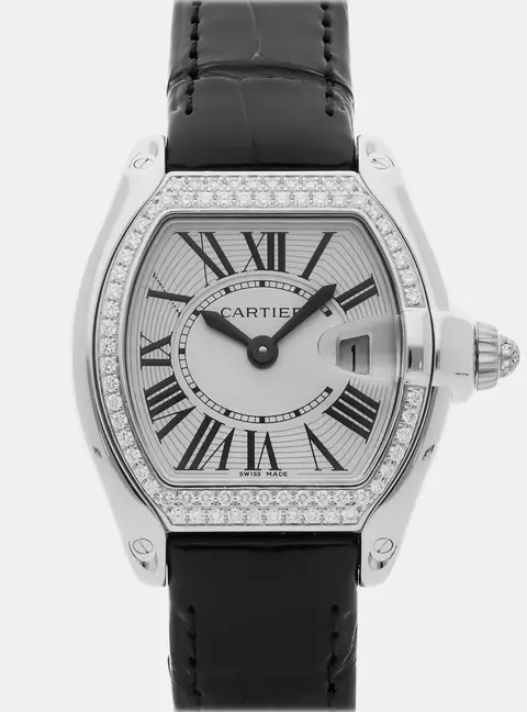 Cartier Roadster WE5002X2 silver white gold Diamond Quartz Men's Wristwatch 30 mm