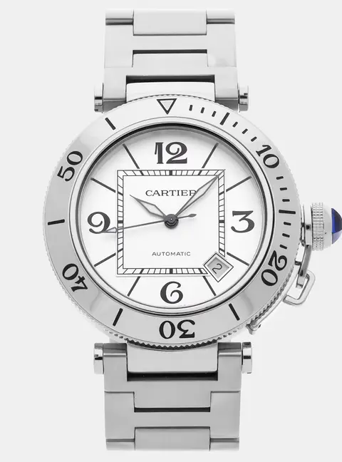 Cartier Pasha Seatimer W31080M7 White Stainless Steel Automatic Men's Wristwatches 40mm