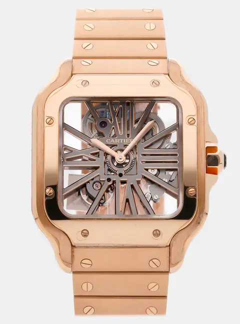 Cartier Santos de Cartier WHSA0016 Silver 18K Rose Gold Manual Winding Men's Wristwatch 39MM