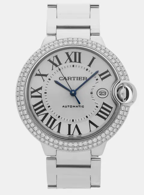 Cartier Ballon Bleu de Cartier WE9009Z3 Silver 18k White Gold Automatic Men's Wristwatch 42mm