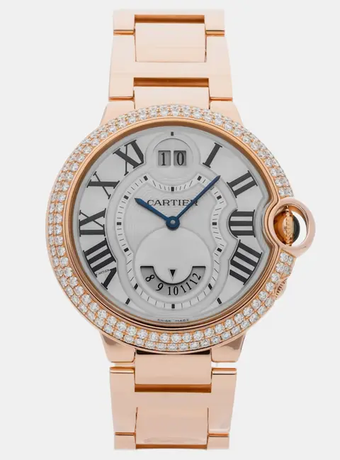 Cartier Ballon Bleu WE902019 White 18k Rose gold Quartz Men's Wristwatch 38MM