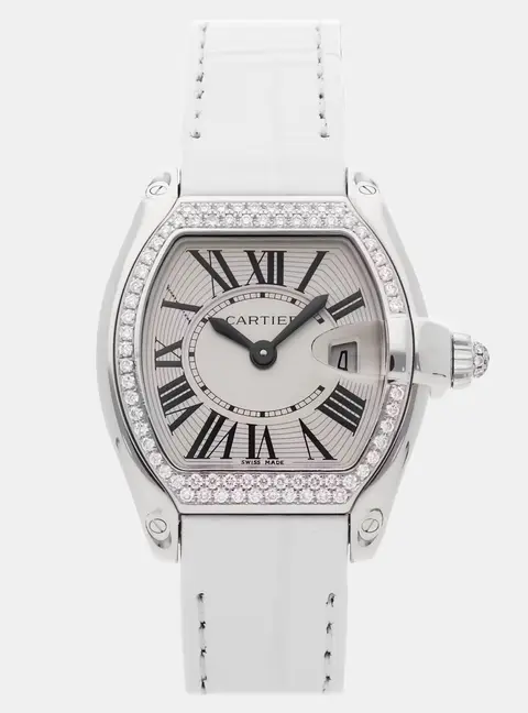 Cartier Roadster WE500260 Silver 18k White Gold Quartz Men's Wristwatch 36mm x 30mm