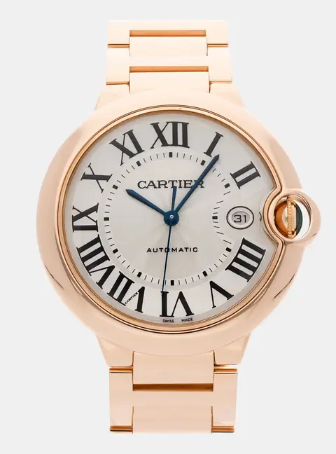 Cartier Ballon Bleu W69006Z2 Silver Automatic 18k Rose Gold Men's Wristwatch 42 MM