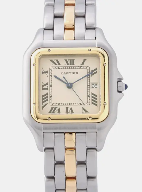 Cartier Panthere 187957 Cream Yellow Gold, Stainless Steel Quartz Men's Watch 40&times;29mm