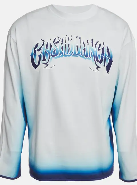 Casablanca White Gradient Logo Print Jersey Long Sleeve T-Shirt S