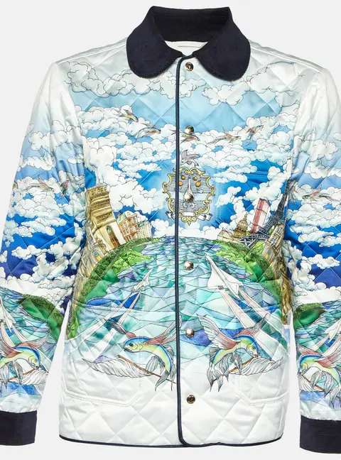 Casablanca White Printed Stain Le Vol Ideal Quilted Hunting Jacket L