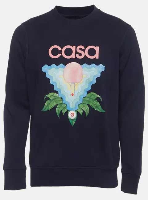 Casablanca Navy Blue Cotton Long Sleeve Crewneck Sweatshirt S