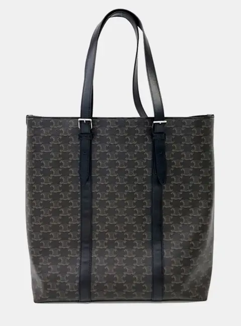 Celine Triumph Buckle Cabas Black/Brown Coated Canvas Bag