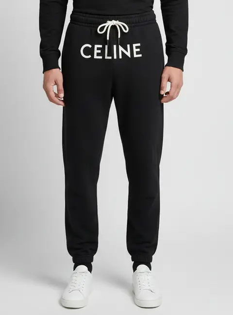 Celine Black Logo Print Cotton Knit Track Pants M