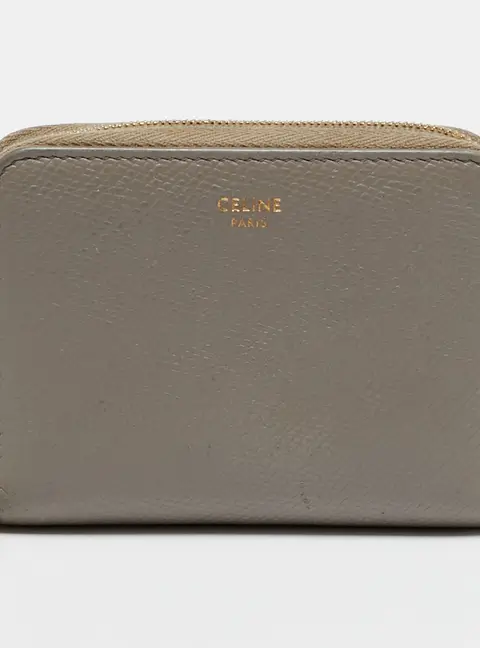 Celine Grey Leather Zip Around Wallet