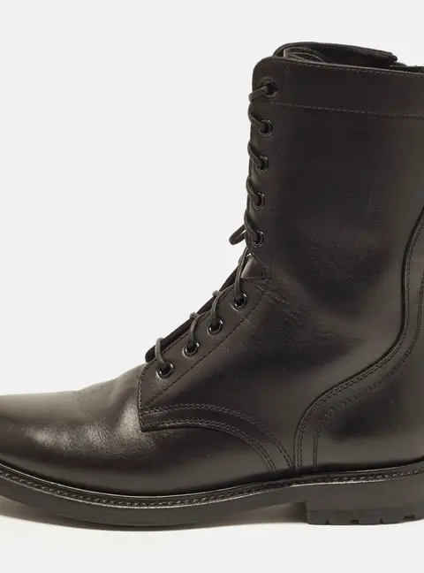Celine Size 40 Black Leather Combat Boots
