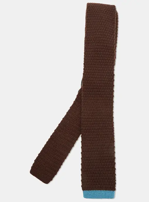 CH Carolina Herrera Brown Wool Knit Skinny Tie