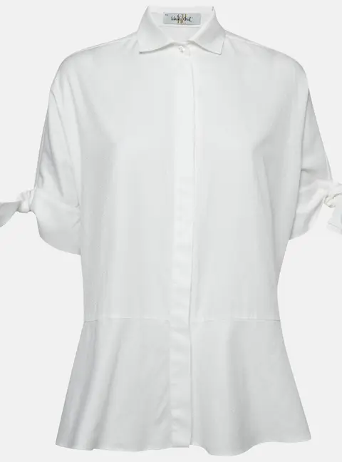 CH Carolina Herrera White Logo Jacquard Cotton Button Front Blouse XS