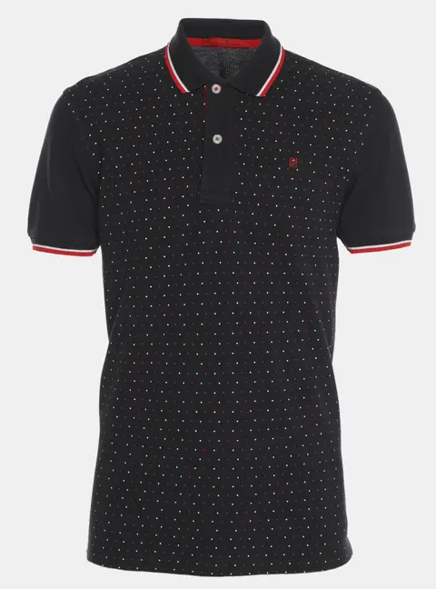 CH Carolina Herrera Navy Blue Dotted Print Jersey Polo T-Shirt M