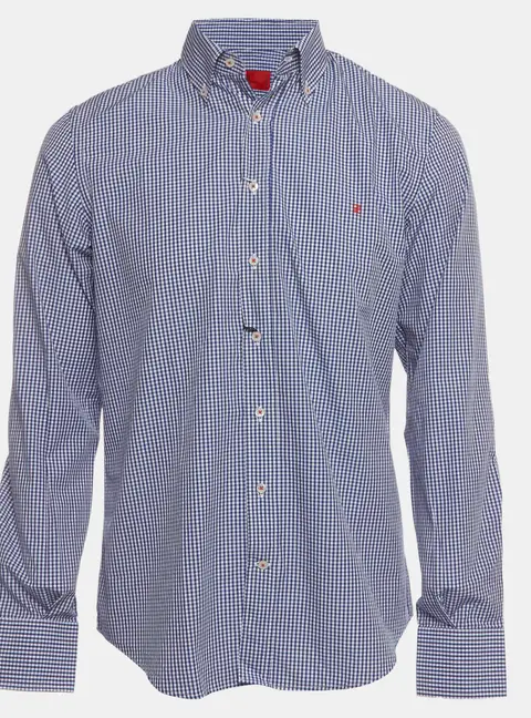 CH Carolina Herrera Blue Check Cotton Button Down Shirt M